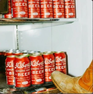 A fridge stocked with AGD Classic cans